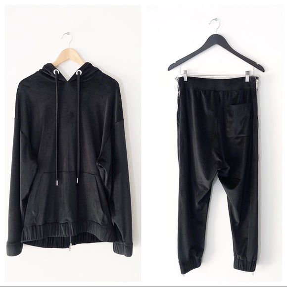 ASOS x Laquan Smith Black Velvet Zipper Tracksuit - Picture 2 of 10